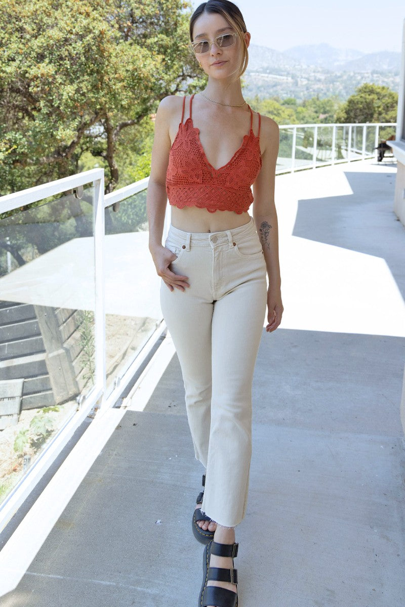 Double Strap Padded Crochet Lace Bralette