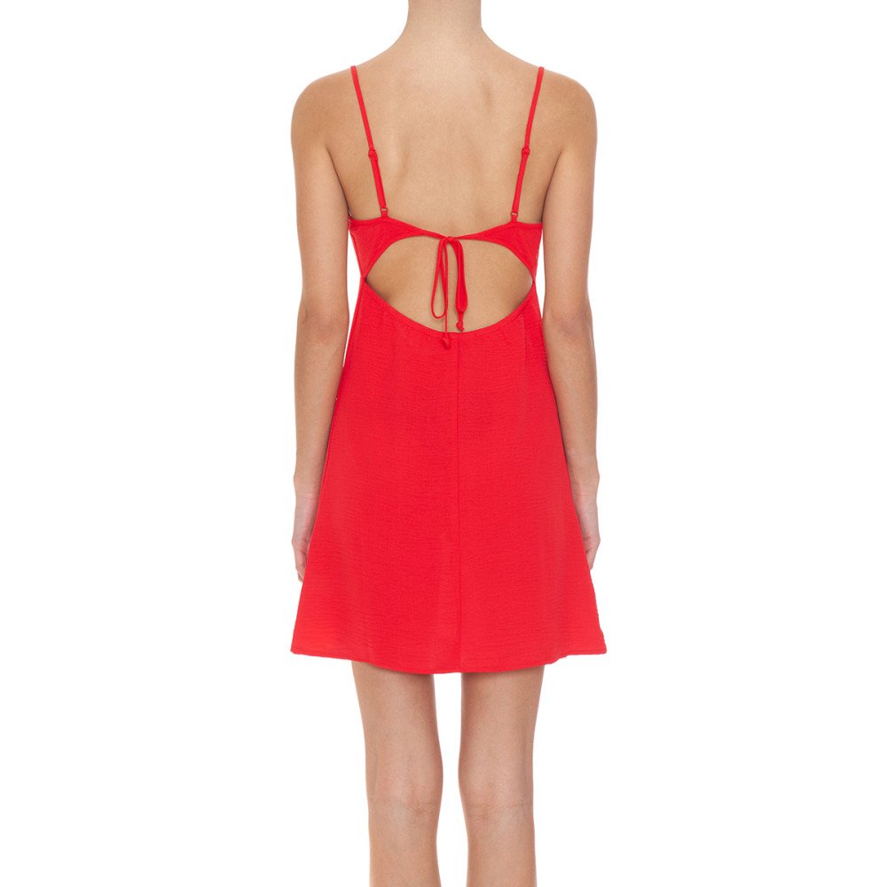 STRAPPY SELF-TIE BACK CUT OUT WOVEN MINI CAMI DRESS