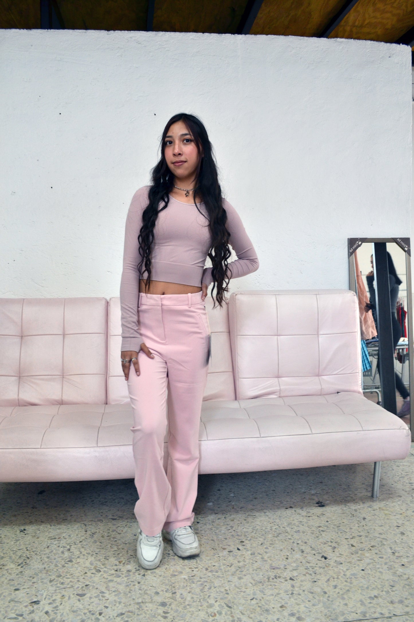 Twill Welt Pocket Flared Trousers
