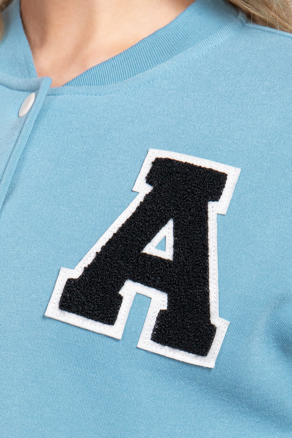 COLOR BLOCK BRUSHED VARSITY FLEECE JACKET