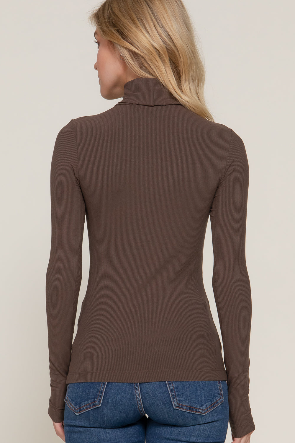 LONG SLV TURTLE NECK RIB KNIT TOP