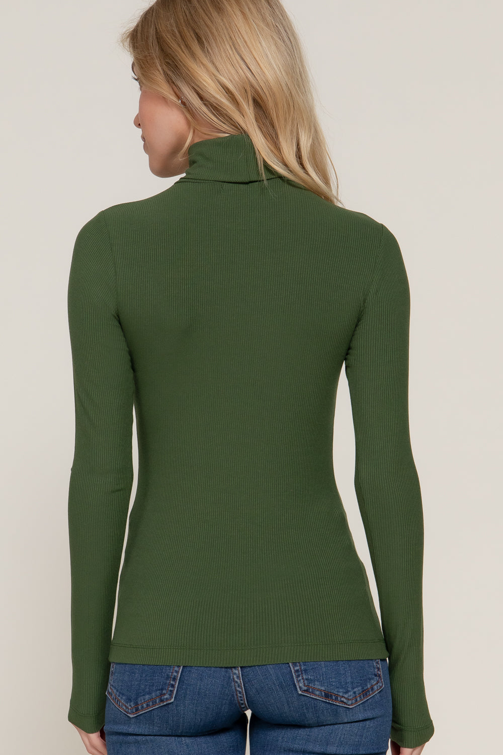 LONG SLV TURTLE NECK RIB KNIT TOP
