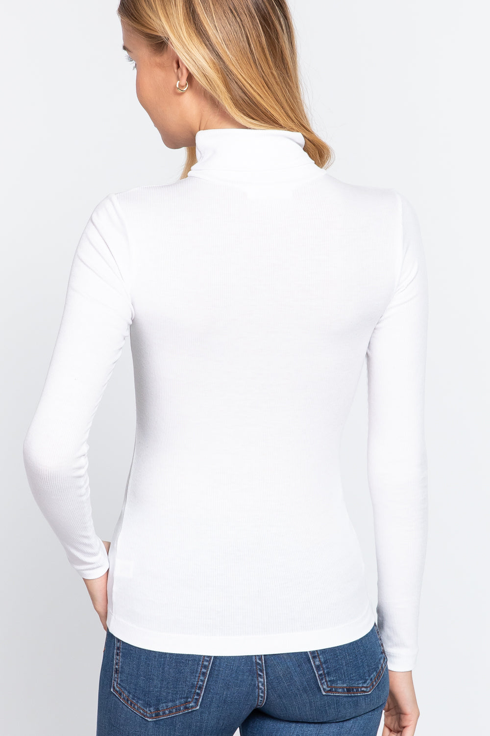 LONG SLV TURTLE NECK RIB KNIT TOP