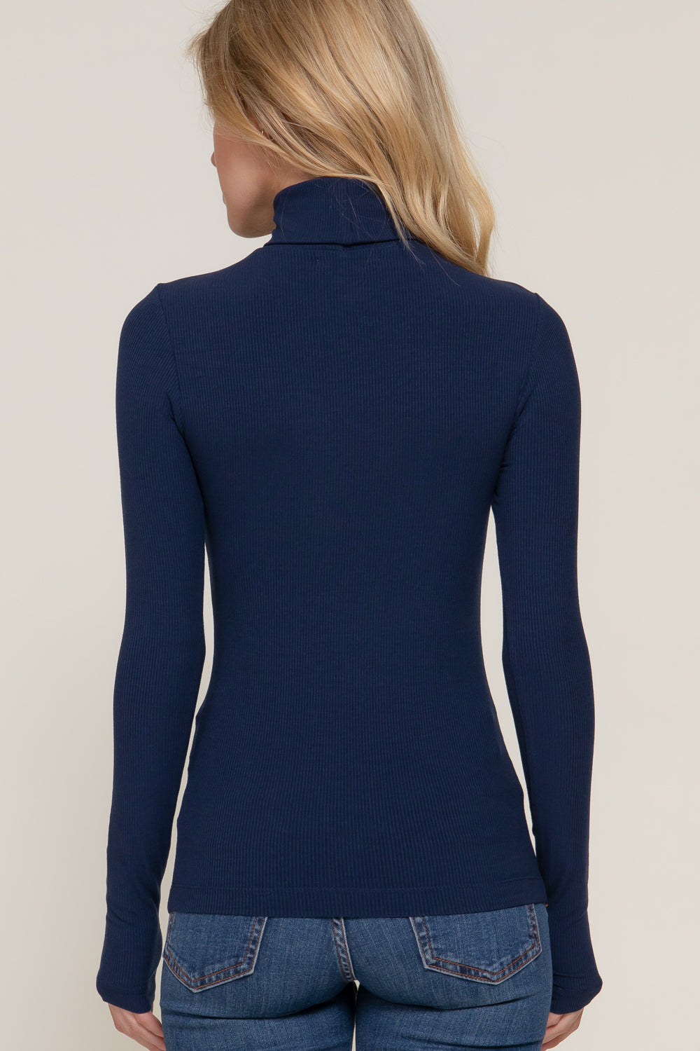 LONG SLV TURTLE NECK RIB KNIT TOP