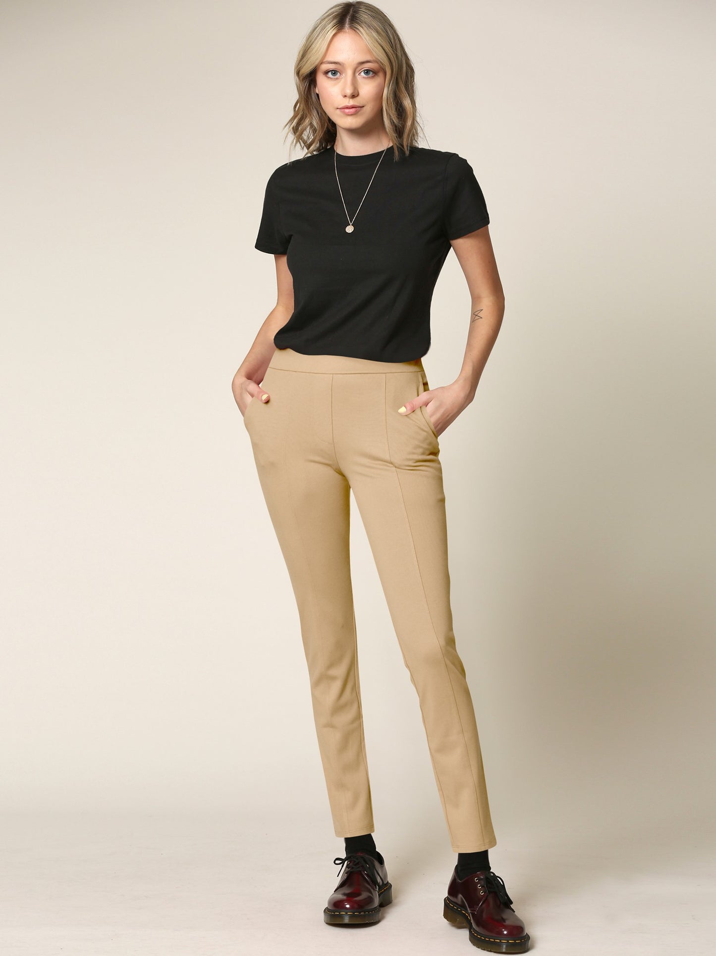 Casual Legging Stretchy Ankle Slacks with Pocket