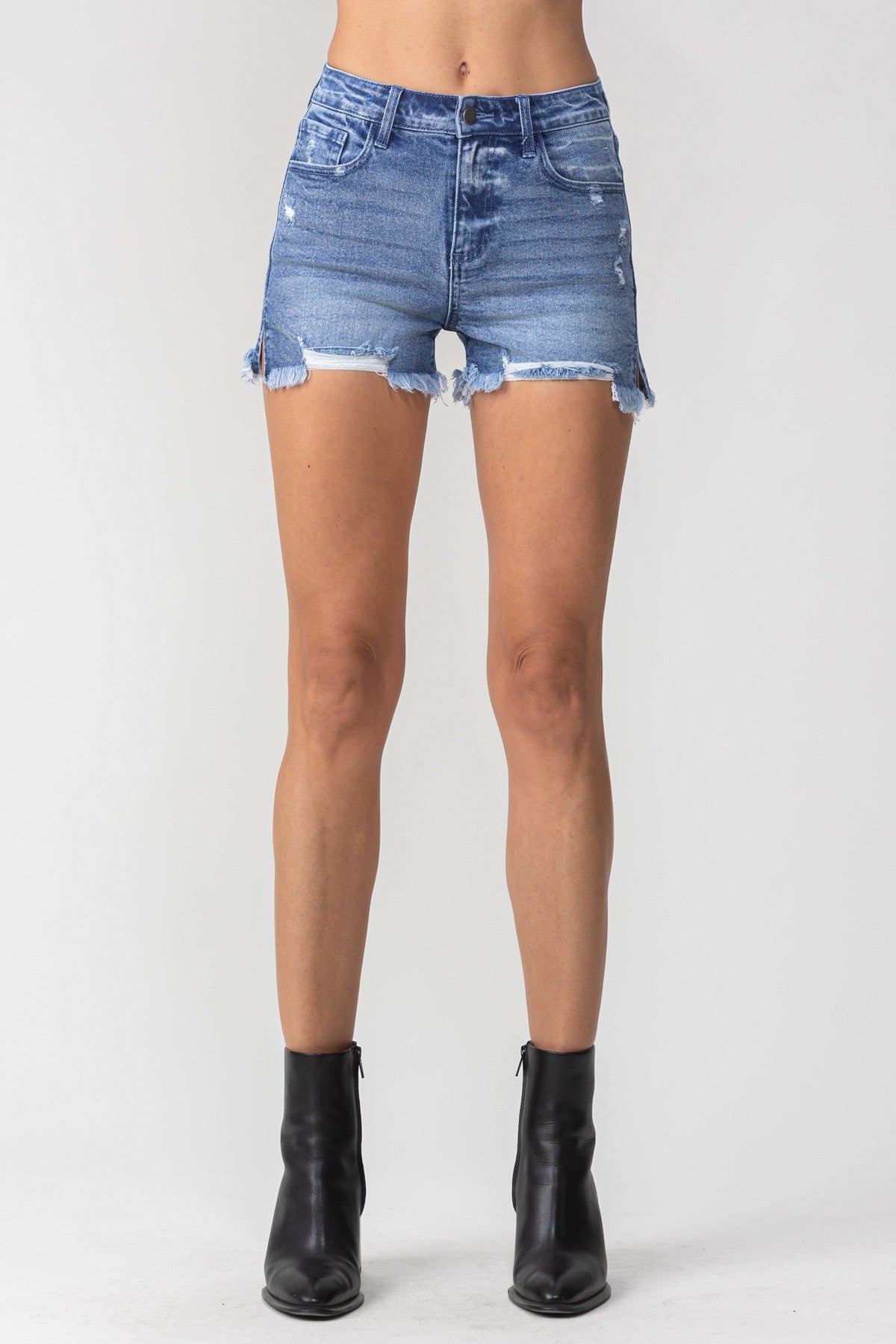 High Rise Shorts with Side Slits