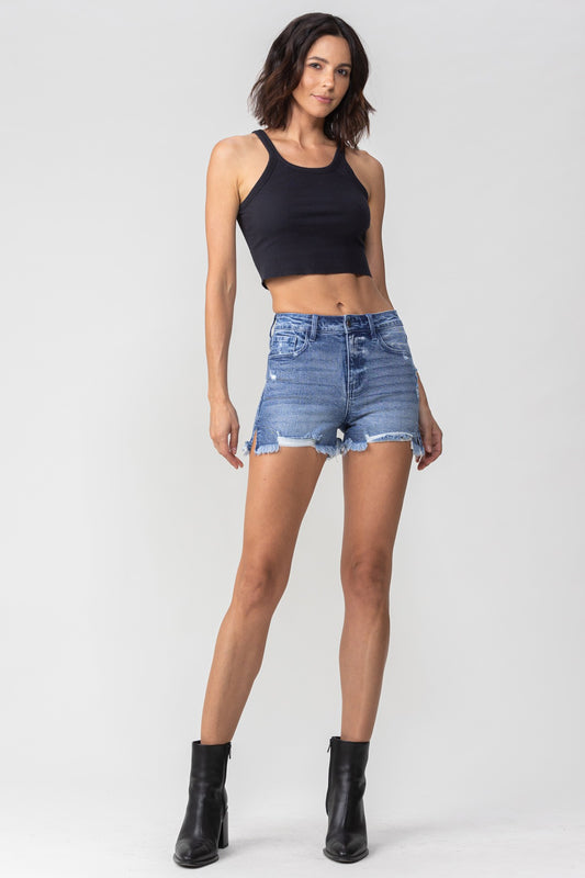 High Rise Shorts with Side Slits