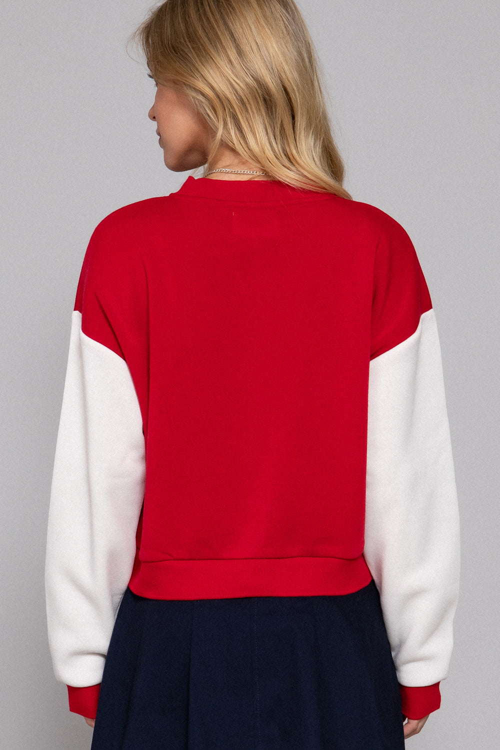 COLOR BLOCK BRUSHED VARSITY FLEECE JACKET